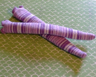 Blythe / DAL Socks - Ruffled Top Thin Purple And White Stripes