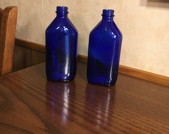 Milk of Magnesia Blue Glass Bottles