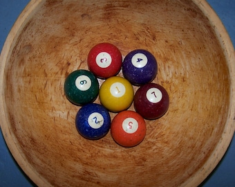 Collection of 7 vintage billiard or pool balls