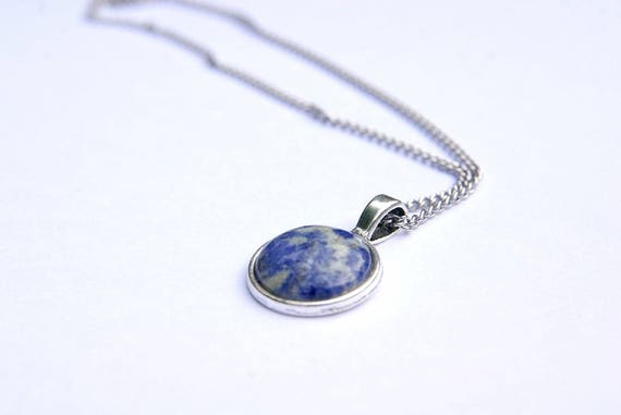 Sodalite Pendant, Sodalite Cabochon, Sodalite Necklace, Stainless Steel Chain, Sodalite Stone, Healing, Spiritual Stone,Crystal healing
