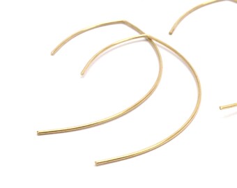 Brass Earring Wires, 12 Raw Brass Earring Wires (50x0.70mm) Bs 1353