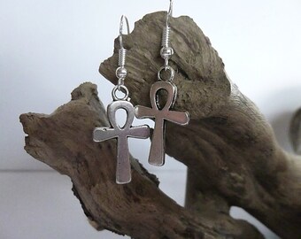 Pretty Ankh Cross earrings, Silver Earrings