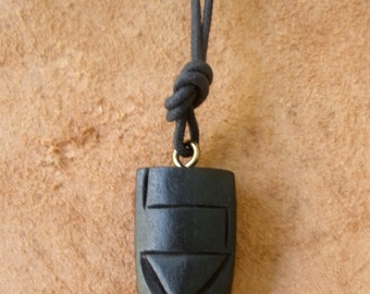Wood Tiki Necklace/ Tiki Pendant/ Black Wood Tiki Pendant/ Tiki Necklace/ Hawaii/ Hawaiian Necklace/ Hawaiian Symbol/ Vintage Tikis