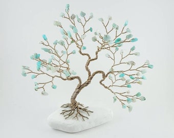 Amazonite Gemstone Tree, Amazonite Tree Sculpture, Gem Tree, Tree of Life, Handmade Tree, Lucky Tree