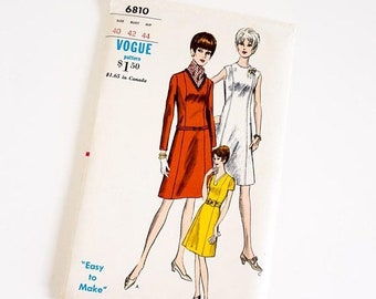 Shop SALE HTF Vintage 1960s Womens Size 40 A-Line Dress Vogue Sewing Pattern 6810 Factory Folds / b42 w34 / Sleeve Neckline Options, Optiona