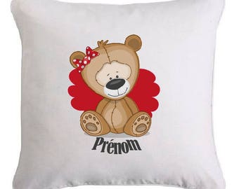 Personalized little teddy bear cushion