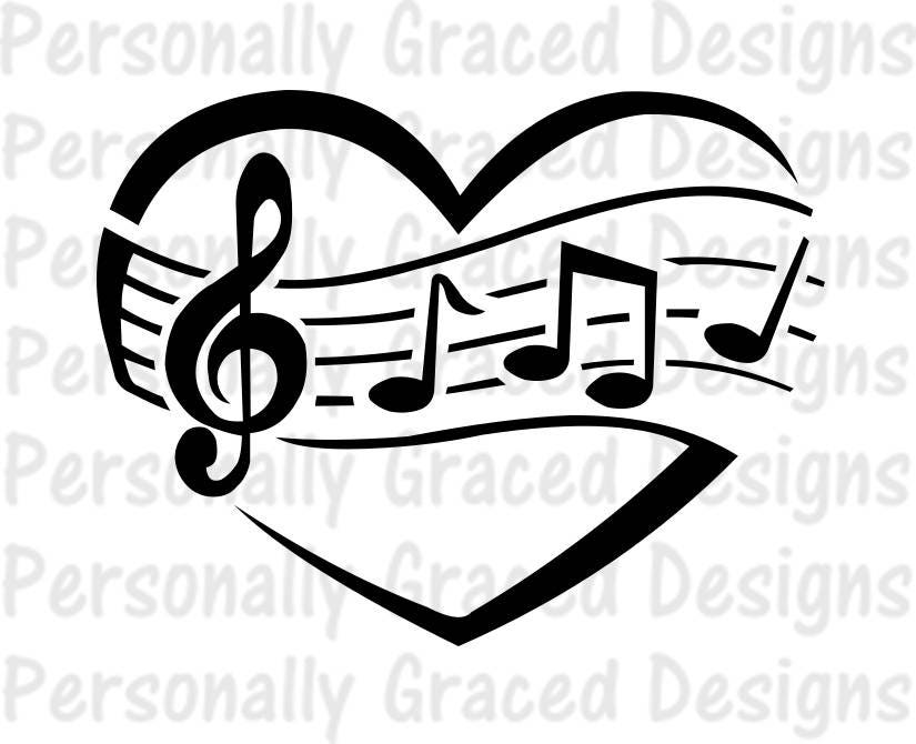 SVG DXF EPS Cut file Music Heart svg Music Notes Svg