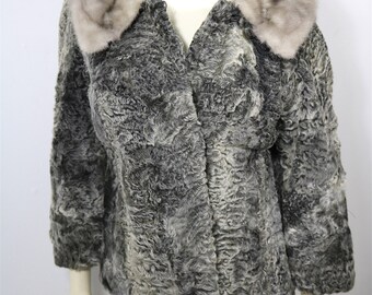 Vintage Clothing • Fur Coat • 1960's Persian Lamb • Vintage Clothing • Women's Fur Coats • Swing Style Coat • Cropped Fur • Grey Lamb Fur