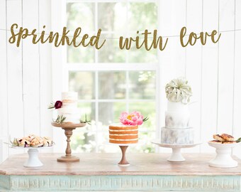 sprinkled with love banner, baby shower banner, its a girl banner, baby name banner, Baby Sprinkle, Baby Shower, Baby Sprinkle Banner,