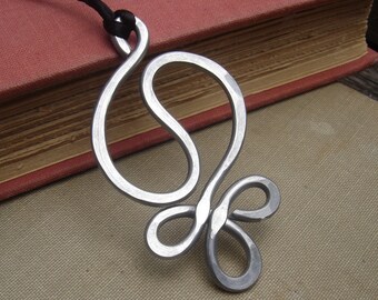 Yin Yang Harmony Big Pendant Necklace, Aluminum Yin Yang Necklace, Large Hammered Wire Statement Necklace, Yin Yang Jewelry, Women