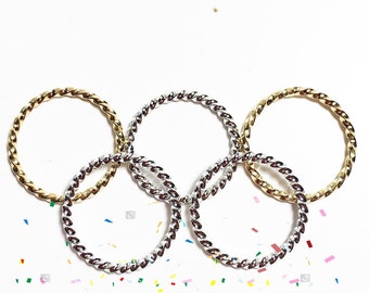 Twisted Midi Rings. Silver Rings. Gold Plated. Stacking Ring. Delicate Ring.