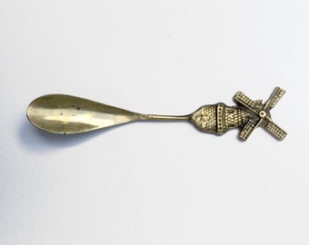 Vintage Brass Windmill Shoe Horn // dutch mid century brass windmill design shoe spoon / fall winter wardrobe accessory for shoes and boots