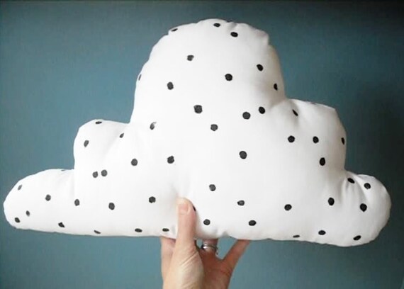white stuffed cloud with black dots