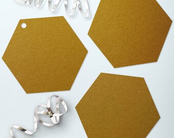 Antique Gold Hexagons Metallic Cardstock Hexagons Dark Gold Honeycomb Shaped Tags Antique Gold Die Cut Hexagons Set of 40 Gold Hexagon Tags