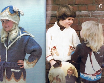 CHILD'S Knitting Pattern - Cowboy Vintage Cowichan Sweater Shawl Collar Cardigan - Sailboat Vintage Cowichan Sweater - Beehive 424
