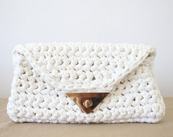 Foldover clutch, Envelope Clutch, Bridesmaid Gifts, Birthday Gift, Foldover Handbag, Foldover Bag, Gift For Girlfriend, Tshirt Yarn Purse