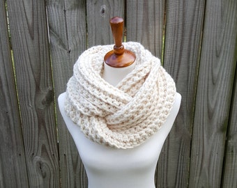 Chunky Infinity Scarf, Knit Infinity scarf, Crochet Infinity Scarf, Cowl, The Glacier Bay Scarf - in Fisherman