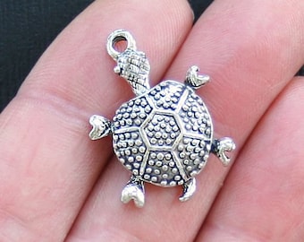 8 Turtle Charms Antique Silver Tone - SC1291