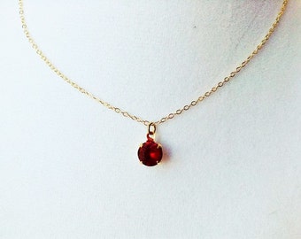 Ruby necklace, ruby pendant necklace, ruby jewelry, tiny pendant necklace, ruby jewelry, siam ruby necklace, july birthstone necklace
