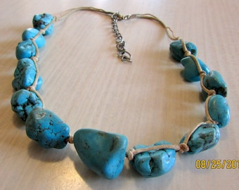 Faux Turquoise Nugget Necklace