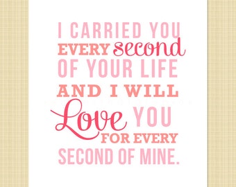 I carried you every second of your life- Digital Memorial Print (miscarriage, stillborn, infant, child loss)