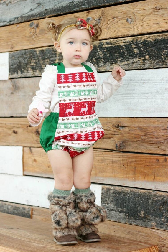 Santa's Sleigh Romper Christmas Romper Baby Romper