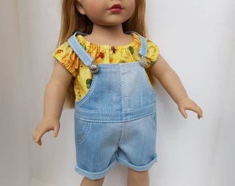 Overall for 18 inches dolls such as American Girl. Jeans overall.