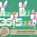 Digital Clipart - Bunny Ears Alphabet, Easter Themed, High Quality 300 DPI PNGs, Pink, Green, Blue