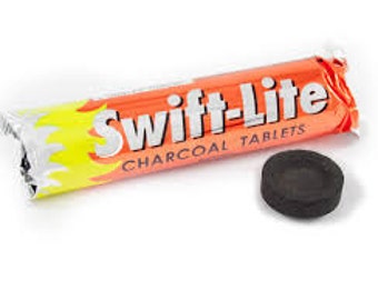 Charcoal disks - swift lite incense burning - 33 mm 10 disks per roll - self lighting tablets one hour burn - coyoterainbow smuding round