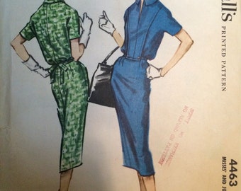 Vintage 1958 McCall's Women's Slim Dress Pattern 4463 Size 14 Bust 34 Vintage McCall's Pattern / 50s McCall's
