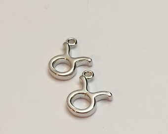 1 pc silver Taurus charm, zodiac charm, jewelry supplies