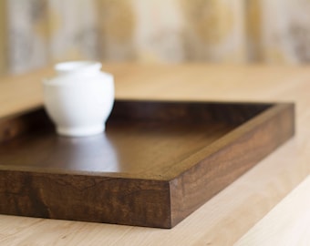 Wooden Tray in Dark Walnut Wood – Makes a Great Serving Tray or Tray for Ottoman
