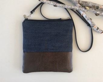 Vegan Crossbody Purse // Vegan Crossbody Bag // Denim Purse // Denim Bag // Shoulder Bag // Vegan