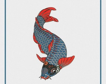 SPRING SALE DIGITAL Download Asian Colorful Koi Counted Cross Stitch Chart