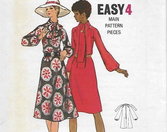 Butterick 6072 Women's 70s Loose-Fitting Tie Dress Sewing Pattern Size 12 Bust 34