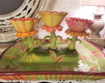 Tracy Porter ceramic flowering chips and salsa tray