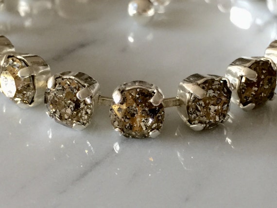 Swarovski Gold Patina Crystal Bracelet, Gold Crystal Bracelet, Crystal Tennis Bracelet, Gold Patina Bracelet
