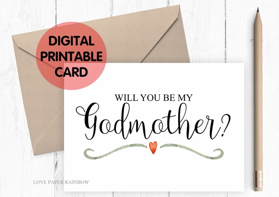 PRINTABLE will you be my godmother card, godmother card, printable godmother card, will you be my godmother card printable