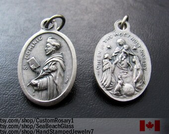 Saint Dominic. St Dominic Necklace. Catholic Saint Medal Charm. Patron Saint. Catholic Jewelry. Baptismal Godparents Gift. Vintage Image