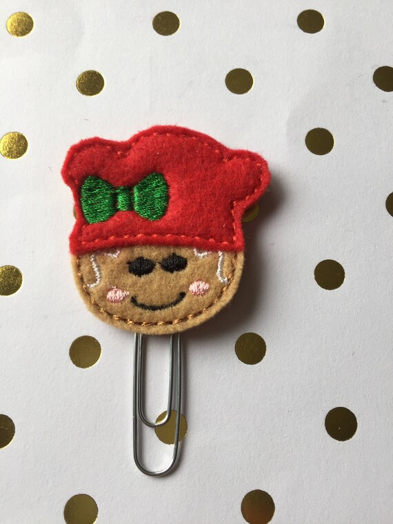 Gingerbread Girl Chef planner Clip/Planner Clip/Bookmark. Holiday Planner Clip. Gingerbread planner clip. Christmas planner clip