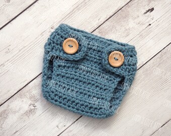 Newborn diaper cover, baby diaper cover, newborn photo prop - DUSTY BLUE