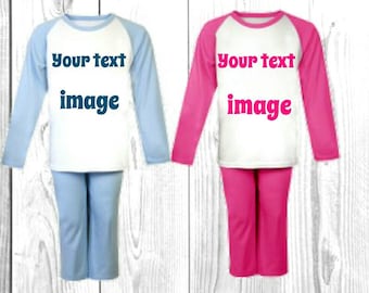 Personalized pyjamas, any text, personalized pj's, girls pyjamas, boys pyjamas, any image, kids personalized, custom pj's, christmas pyjamas