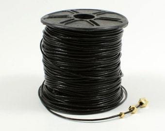 Lead Free Leather Cord, 0.5mm, Genuine Leather Cord, Round Leather Cord, Black Leather Cord, RETAIL - 1 YARD/ order