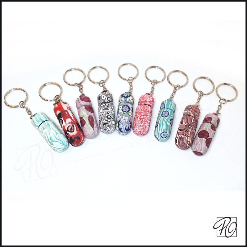 Pill Holder Keychain Secret Compartment Pill Case Key Ring