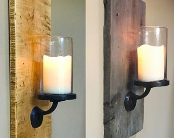 Candle Sconces barnwood reclaimed wood rustic farmhouse decor