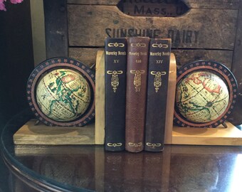 Vintage World Globe Bookends / Old World Style