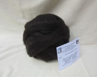 4 oz Black Alpaca Roving - for Spinning, Nuno Felting or Needlefelting