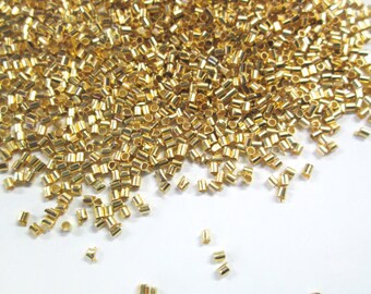 Gold Plated Brass Crimp Beads, 1.5x1.5mm with a 1mm hole G89