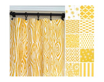 Yellow Window Curtains.Yellow Curtains.Kitchen Curtains.Yellow Curtain Panels.Yellow White Drapes.Yellow Drapery.Nursery Drapes