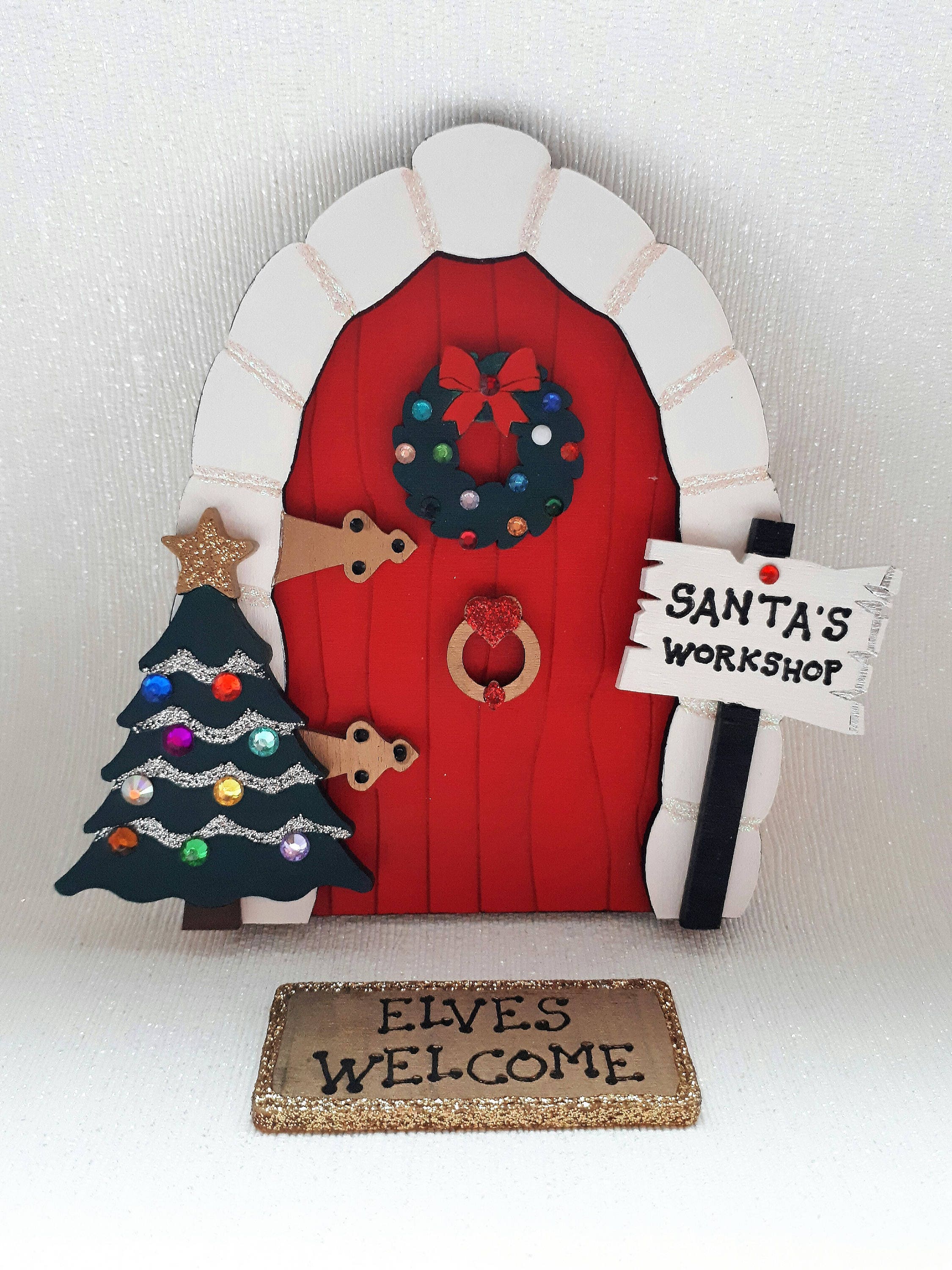 Santa Fairy Door. Wooden Santa's Doorway to the